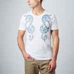Mosaic Floral Graphic Tee // White (L)