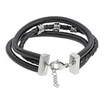 Triple Strand Braided Leather Bracelet // Black