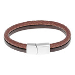 Double Strap Braided Leather Bracelet // Brown + Black