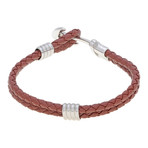 Anchor and Hoop Double Braided Leather Bracelet // Tan