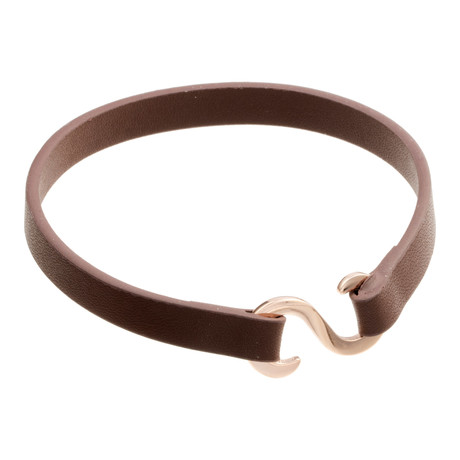 "Z" Closure Leather Bracelet // Brown