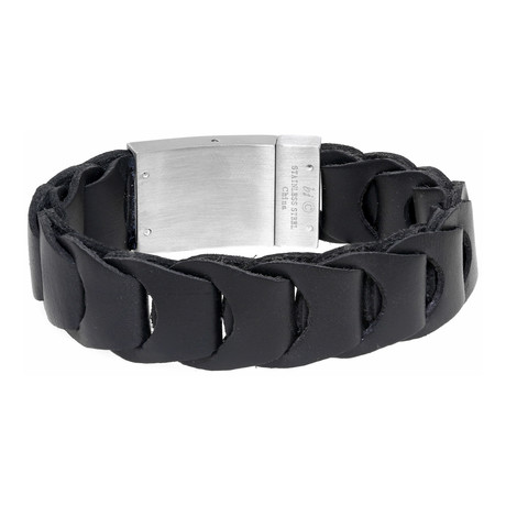 Buckle Hand-Braided Leather Bracelet // Black