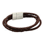 Triple Strand Hand-Braided Leather Bracelet // Brown