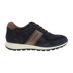 Contrast Trimmed Lace-Up Sneaker // Brown + Dark Blue (Euro: 42)
