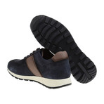 Contrast Trimmed Lace-Up Sneaker // Brown + Dark Blue (Euro: 42)