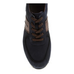 Contrast Trimmed Lace-Up Sneaker // Brown + Dark Blue (Euro: 42)