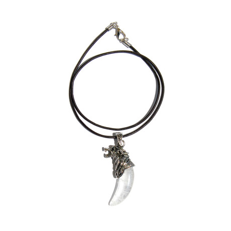 Leather Wolf Necklace // Black + Silver