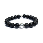 Sterling Silver Ball Bracelet // Black + Silver (6.5”L)