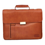 Turbo Leather Laptop Briefcase // Cognac