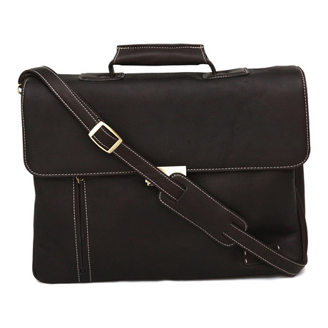 Turbo Leather Laptop Briefcase // Dark Brown