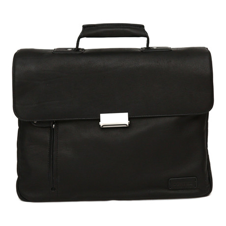 Turbo Leather Laptop Briefcase // Black