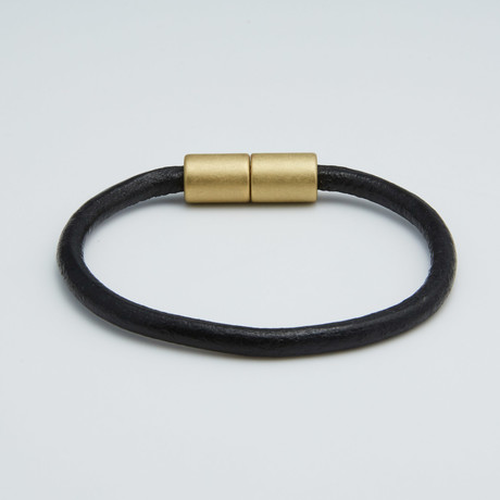 Leather Bracelet // Brass + Black (6.5"L)