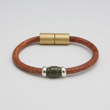 Single Barrel Bead Bracelet // Olive (6.5"L)