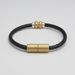 Double Dome Bead Bracelet // Brass + Black (6.5"L)