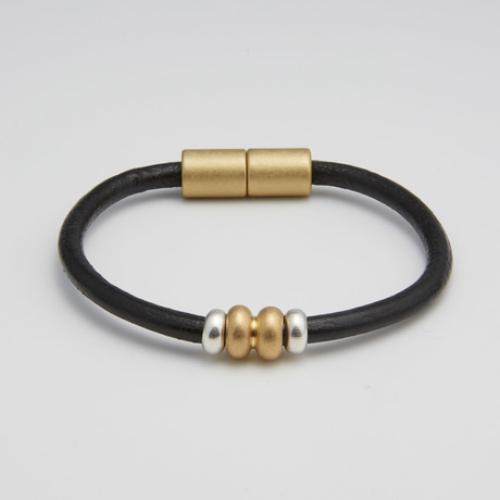 Double Dome Bead Bracelet // Brass + Black (6.5"L)