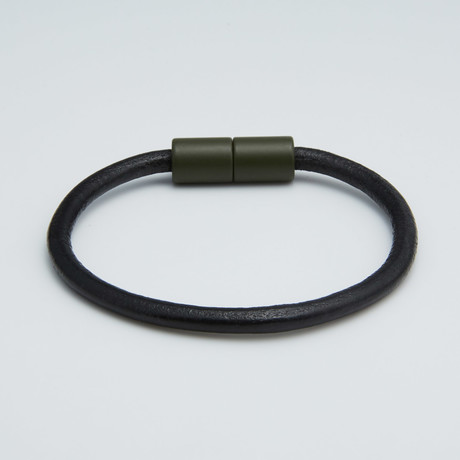 Leather Bracelet // Olive + Matte Black (6.5"L)