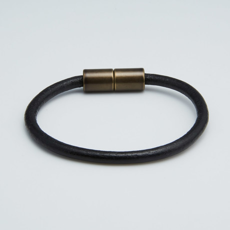 Leather Bracelet // Black + Gold (6.5"L)