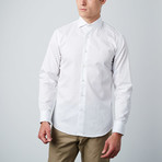 Embroidered Logo Satin Stripe Dress Shirt // White (Size: 41 (Euro))
