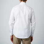 Embroidered Logo Satin Stripe Dress Shirt // White (Size: 41 (Euro))