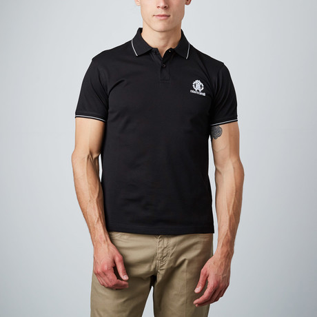 Contrast Stitched Embroidered Logo Polo // Black (S)