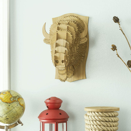 Billy // Bamboo Wood Bison Head (Large)