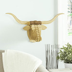 Tex // Bamboo Wood Longhorn Head (Medium)