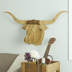 Tex // Bamboo Wood Longhorn Head (Large)