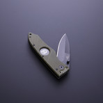 Flatline Grip Folder // 3.5" Olive (Silver Smooth Blade)