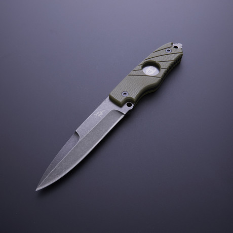 Flatline Grip Hand Spear // Olive Grip (Silver Smooth Blade)