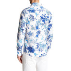 Ukiyo-e Floral Button-Up Shirt // Royal (M)