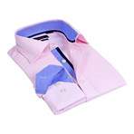 Contrast Collar Microdot Button-Up // Pink (3XL)