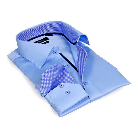 Microdot Collar Solid Button-Up // Light Blue (S)