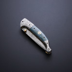 Damascus Folding Hunter Pocket Knife // Black Bone