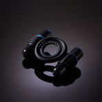 Vibrating C-Ring // Double + Mood Water Based Glide 4oz (Black)