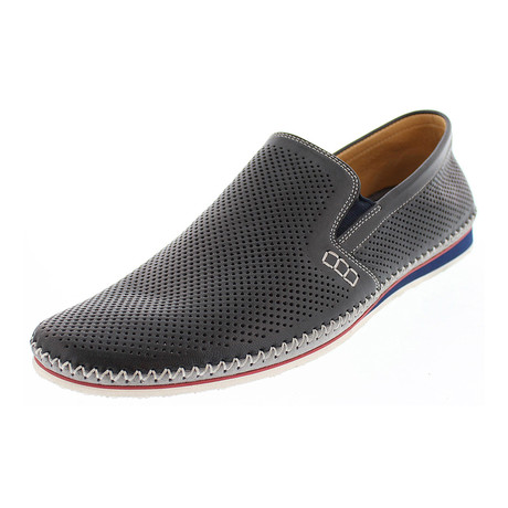 Merz Perforated Leather Slip On // Navy (US: 8)
