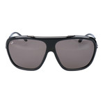 Embellished Bar Oversized Square Sunglasses // Black + Gunmetal