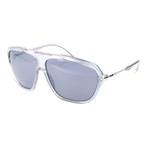 Embellished Bar Oversized Square Sunglasses // Clear + Silver