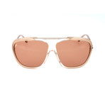 Embellished Bar Oversized Square Sunglasses // Tan + Clear + Rose Gold