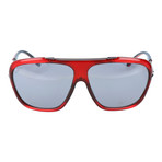 Embellished Bar Oversized Square Sunglasses // Red + Gunmetal