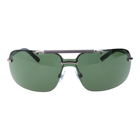 Embellished Bar Square Shield Sunglasses // Gunmetal