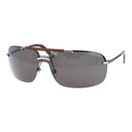 Embellished Bar Square Shield Sunglasses // Silver