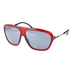 Embellished Bar Oversized Square Sunglasses // Red + Gunmetal