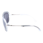 Embellished Bar Oversized Square Sunglasses // Clear + Silver