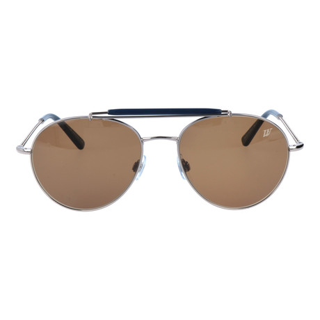 Double Bar Rounded Aviator // Silver + Black