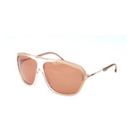 Embellished Bar Oversized Square Sunglasses // Tan + Clear + Rose Gold