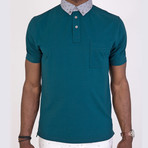 Chambray Collar Pocket Polo // Deep Leaf (S)