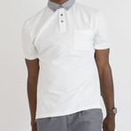 Chambray Collar Pocket Polo // Clarity White (S)