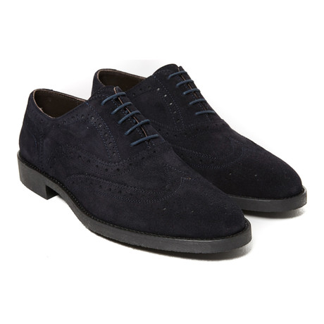 Suede Wing Tip Oxford // Navy (Euro: 40)