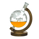 Etched Globe Liquor Decanter // Glass Biplane