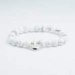 Jean Claude Jewelry // Howlite + Silver Anchor Beaded Bracelet // White